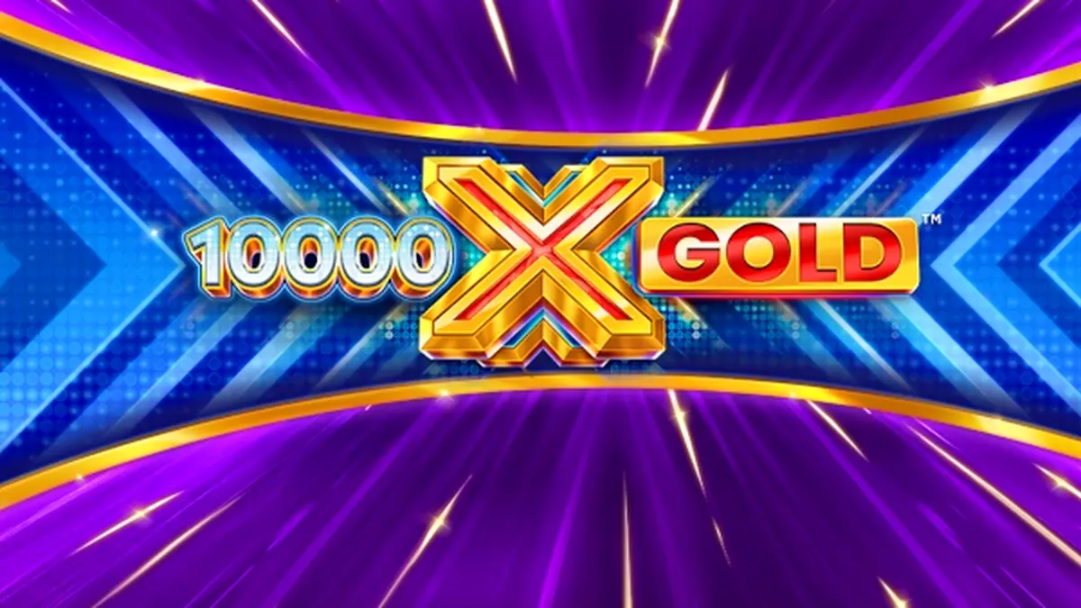 10,000 X Gold স্লট গেমের ইন্টারফেস এবং সোনালী থিম